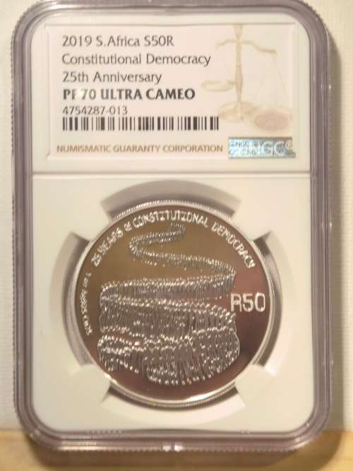 !!!!!!!! SUMMER SALE !!!!!!!!!! 2019 1oz SILVER R50 - CONSTITUTIONAL DEMOCRACY -  Graded PF 70 UC